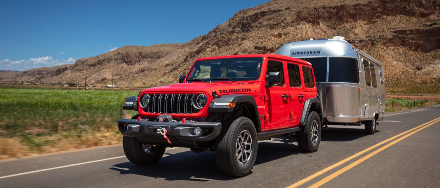 2026 Jeep Wrangler towing an Airstream